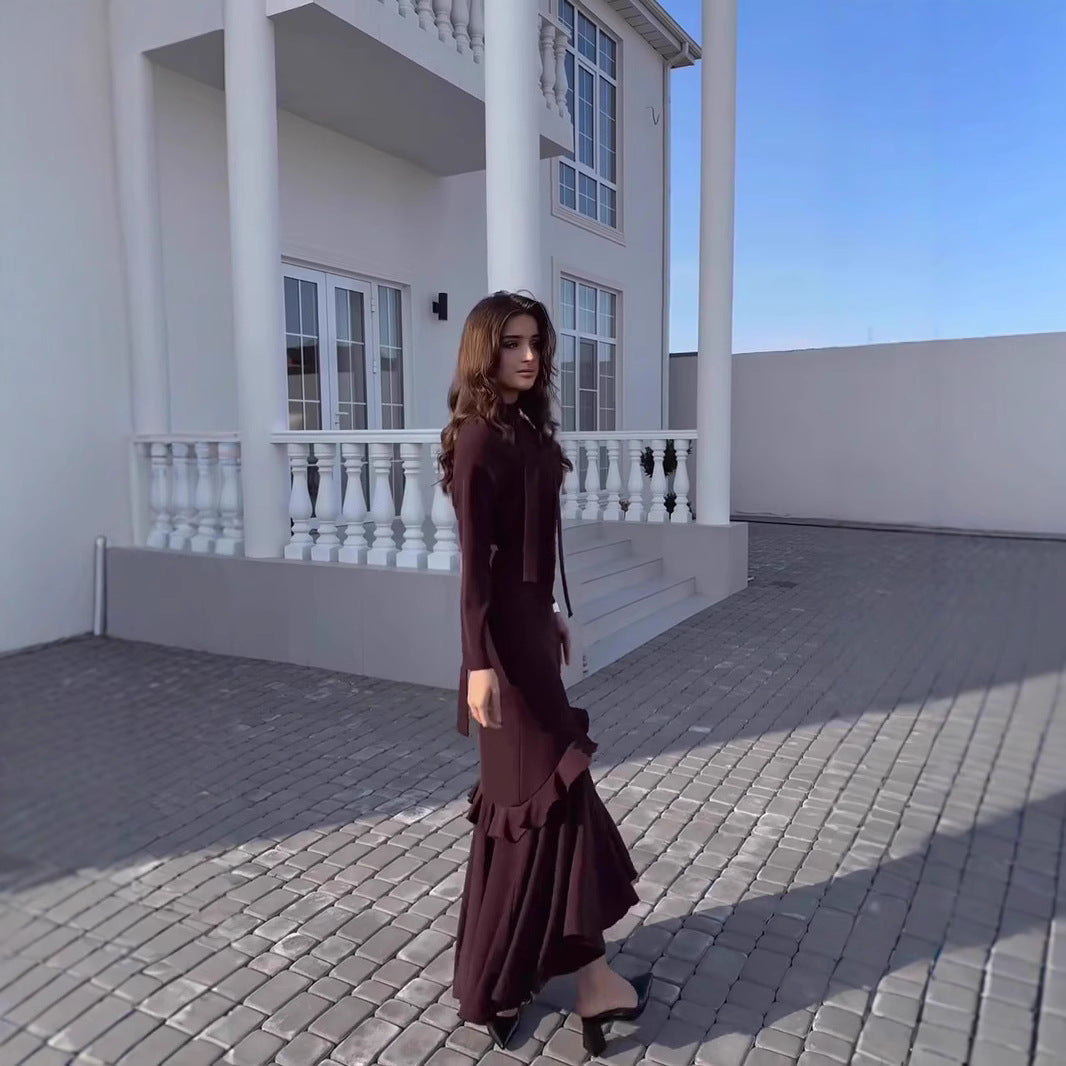 Damklänning Slim Fit Med Volangkant Polyester-3