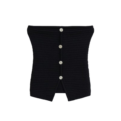 Variant image for Kvinnors Stickad Topp Strukturerad Andningsbart Material med Dekorativa Knappar-6