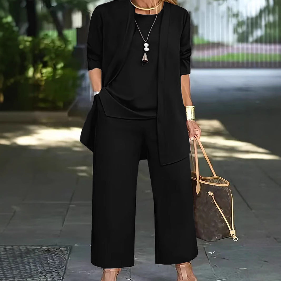 Dam Långärmad Kofta Väst Polyester Avslappnad Stil-3
