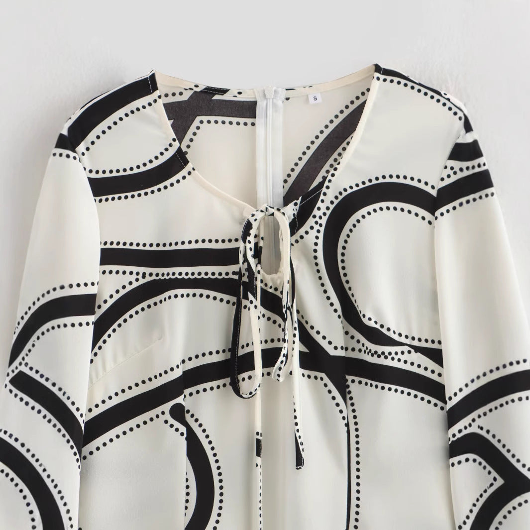 Damklänning A-Linje V-ringning Lykta Ärmar Polyester-3