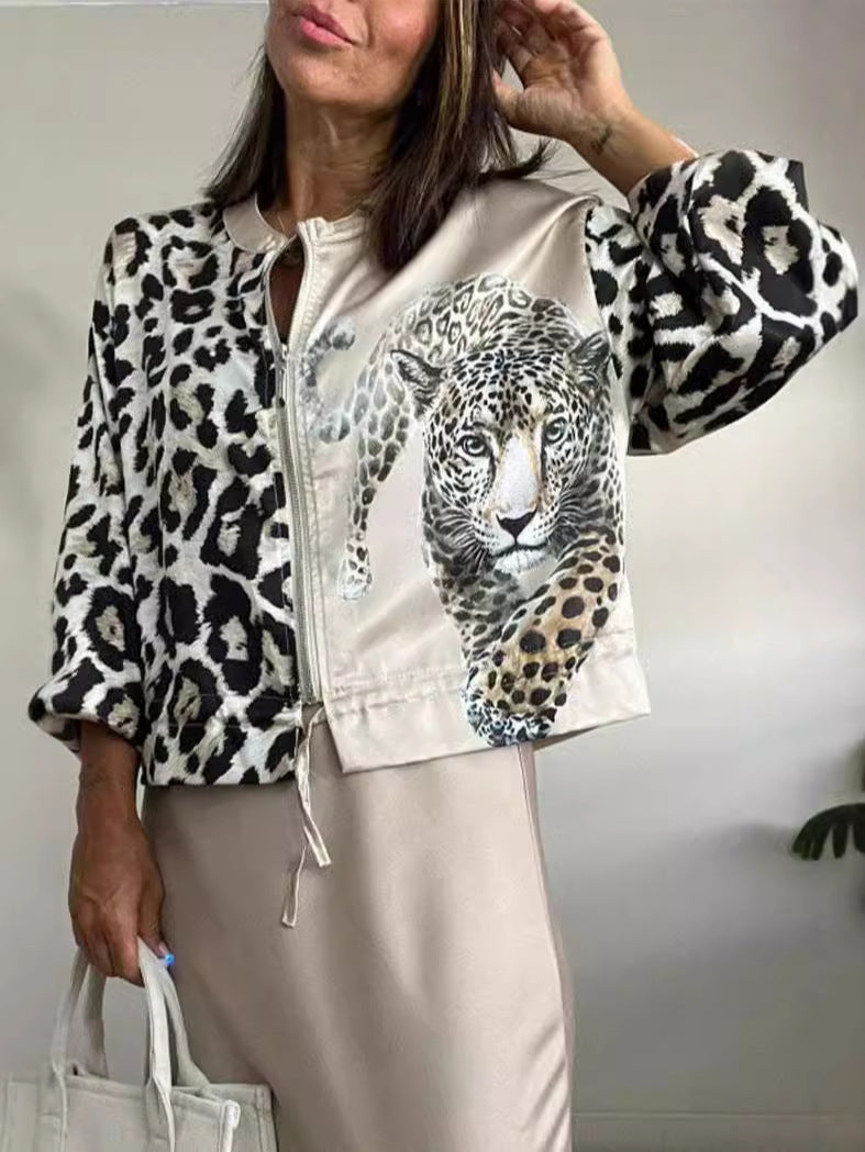 Variant image for Herrens Lättjacka Leopardmönstrad Polyester-7