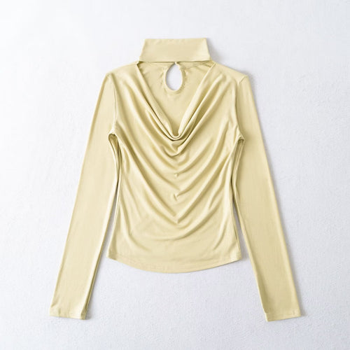 Kvinnors Långärmad Topp Wrap Design Andningsbart Material 1