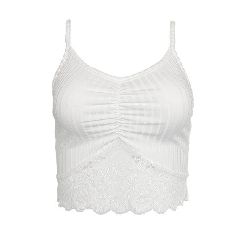 Kvinnors Bustier med Ribbad Topp och Justerbara Axelband – Elegant Spetsdetalj, Mångsidig Topp för Vardag och Fest 3
