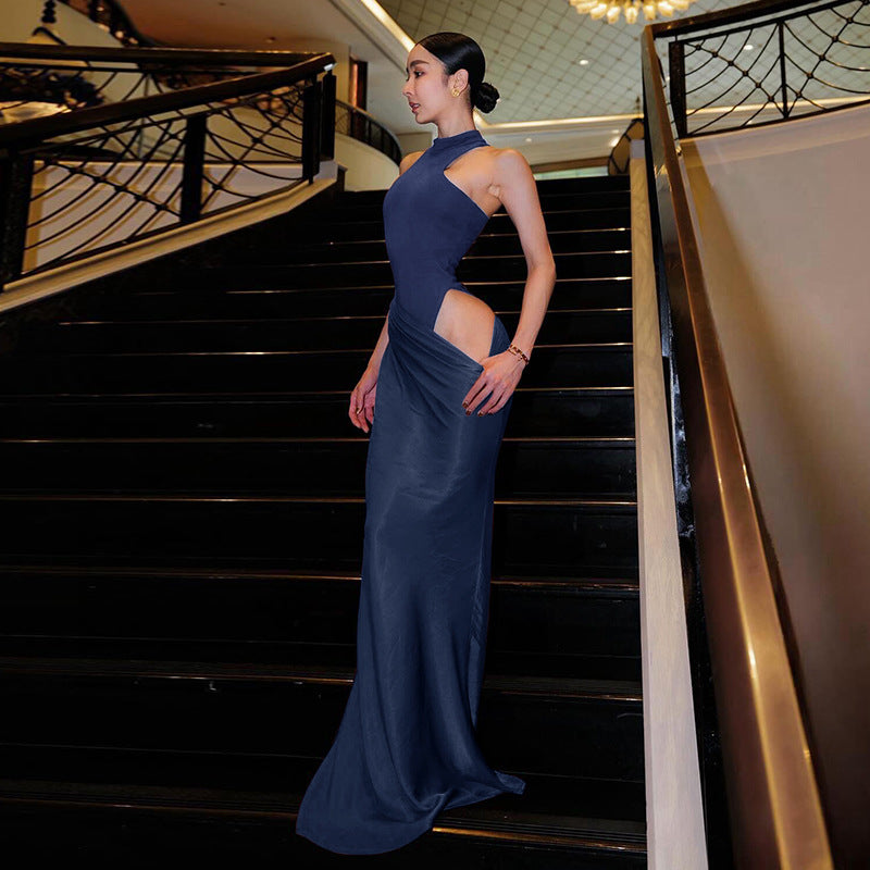 Dam Omslagsklänning Höghalsad Draperad För Fest och Bröllop-2