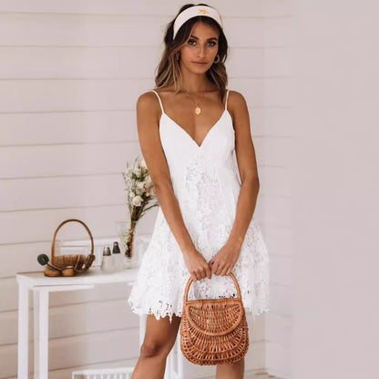 Kvinnors Midi Klänning Spetsig A-Linjeformad Polyester-5