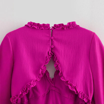 Kvinna A-Line Klänning Rüschenspitze Högkvalitativt Tyg-4