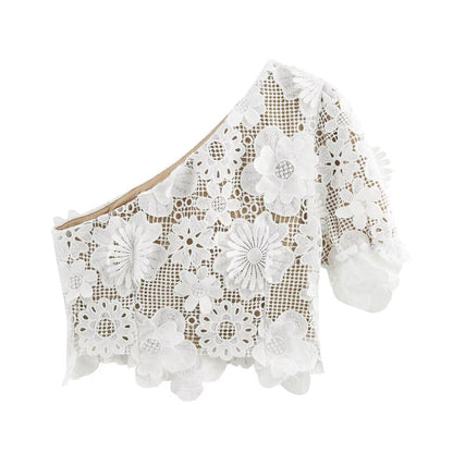 Dam Asymmetrisk Blus Trekvartsärmar Polyester 3