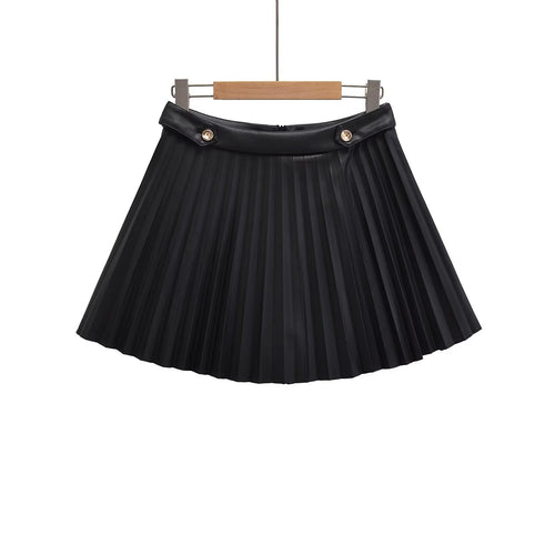 Dam Minikjol Hög Midja Veckad Polyester-1