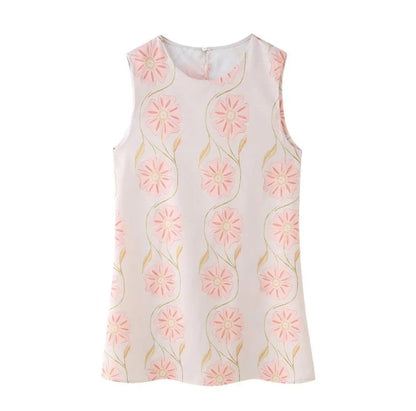 Dam Klänning Blommig Ärmeless Design Lätt Tyg-1