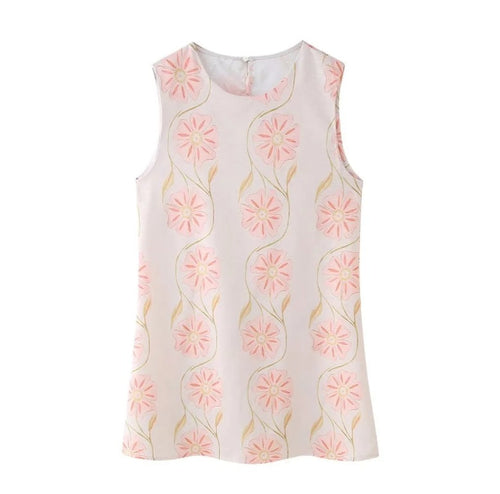 Dam Klänning Blommig Ärmeless Design Lätt Tyg-1
