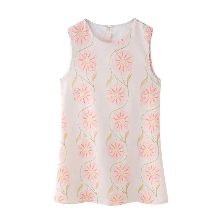 Variant image for Dam Klänning Blommig Ärmeless Design Lätt Tyg-1