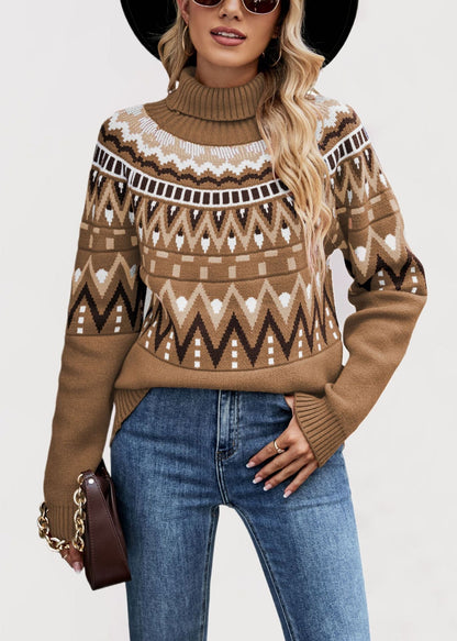 Variant image for Dam Löst Stickad Tröja Geometriskt Mönster Viskos Nylon Polyester-5