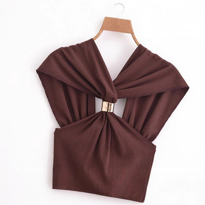 Kvinna Halterneck Top Slim Fit Polyester-3