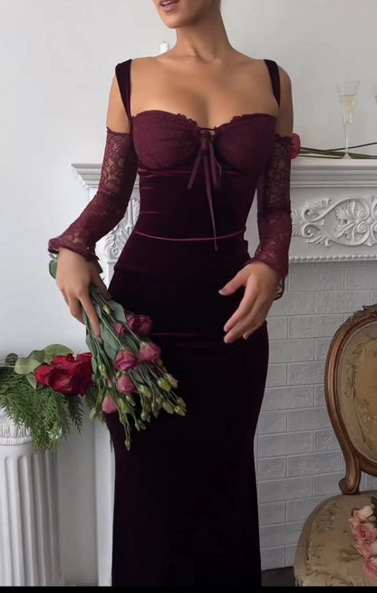 Dam Klänning Bodycon Utanför Axeln Bambufiber-2