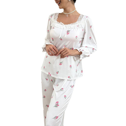 Kvinnors Hemkläder Set Långärmad Polyester-5