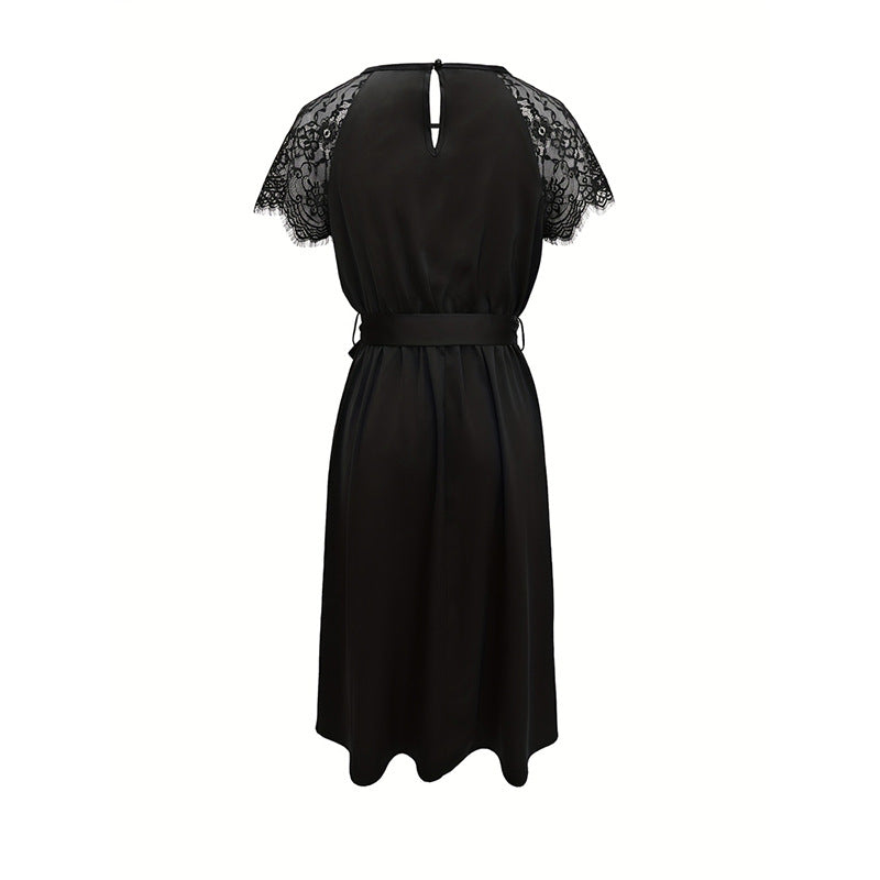 Festliches Damenkleid mit Spitzeninsätzen und Midjebälte – Elegantes Kleid für Hochzeitsgast und besondere Anlässe 5