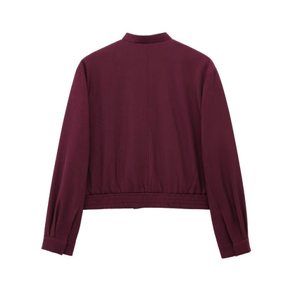 Kvinnors Pilotjacka Casual Högkvalitativt Tyg med Bredbyxor-4