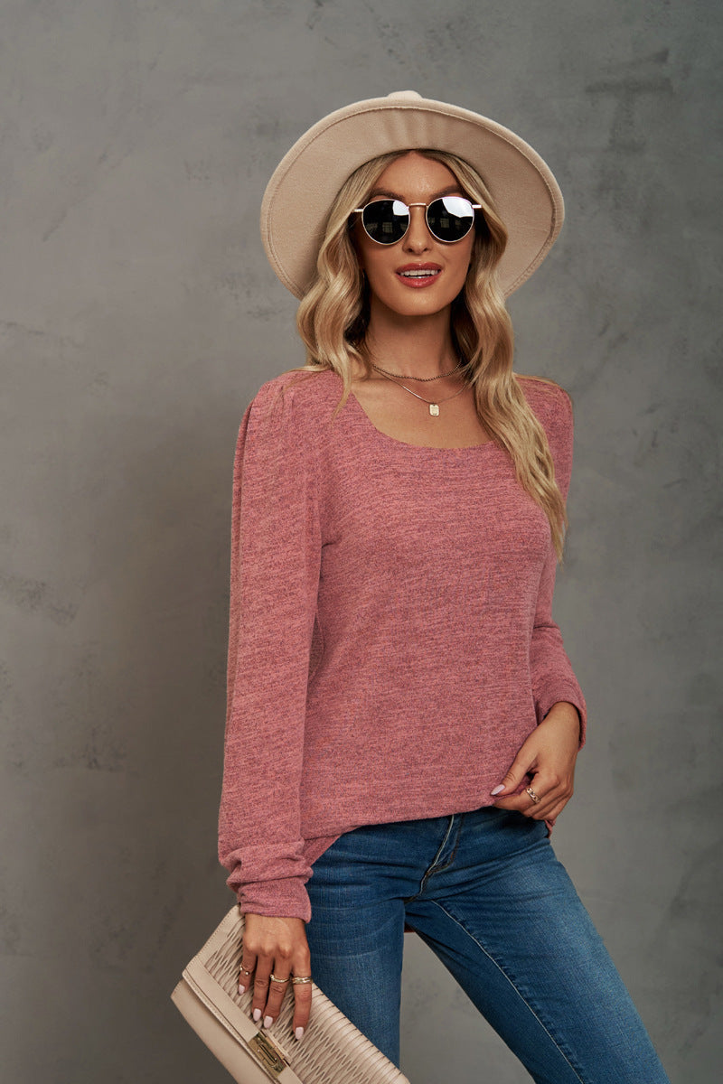 Dam Tröja Puffärmad Off-Shoulder Långärmad Bomull-1