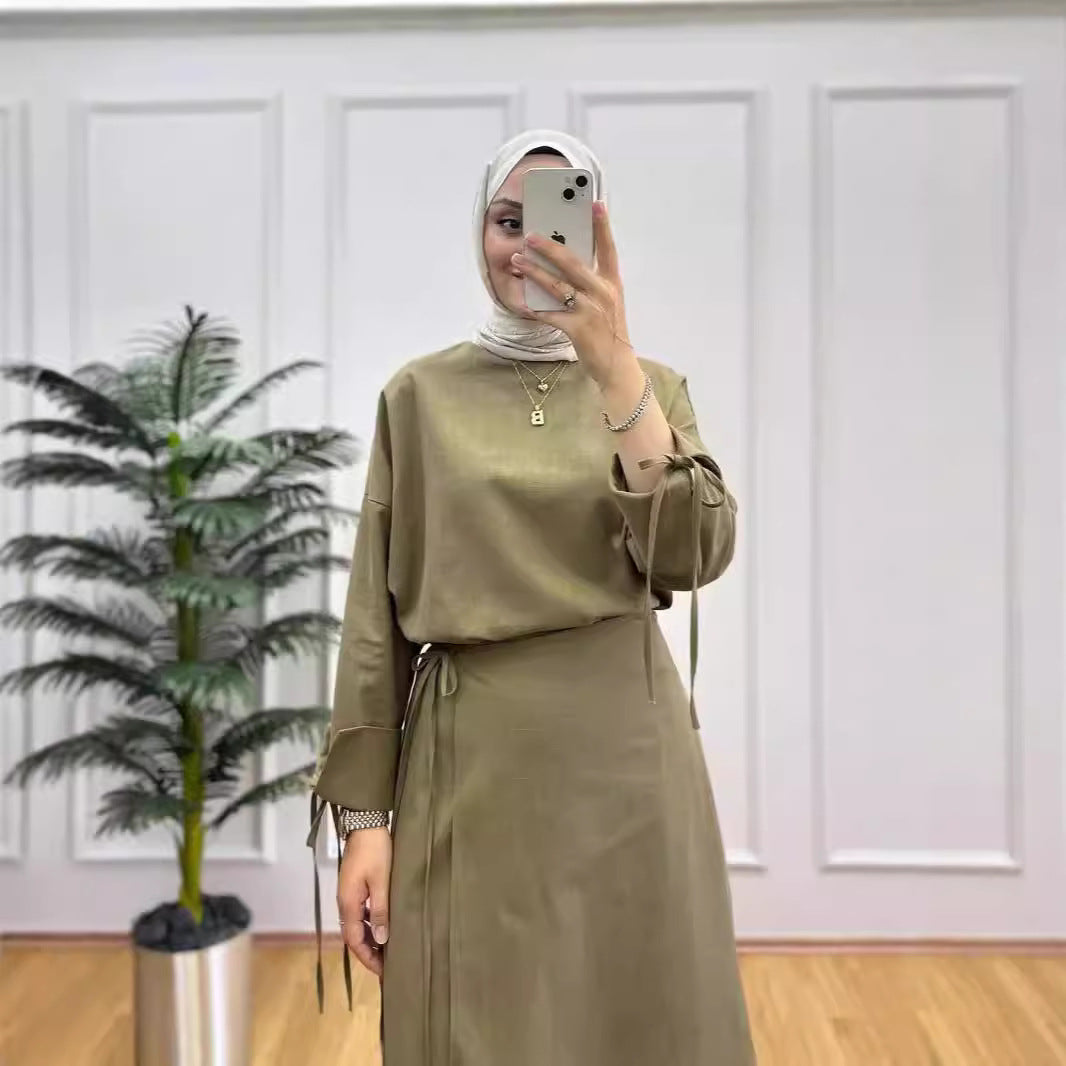 Dam Tvådelad Kjol Monokrom Bomull Patchwork-4