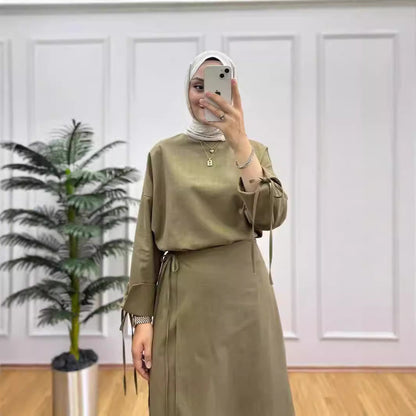 Dam Tvådelad Kjol Monokrom Bomull Patchwork-4