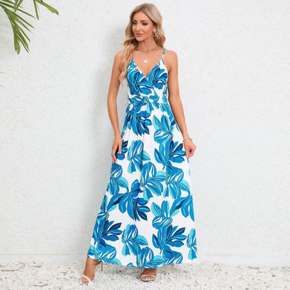 Variant image for Fina Dam Klänningar Lång Blommönster Cami Klänning V-ringning Polyester-26