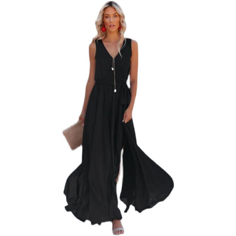 Dam Maxiklänning Utställd Polyester Ärmlös Elegant-6