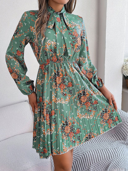 Variant image for Kvinna Midi Kjol Blommig Snörning Långärmad Polyester-5