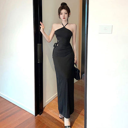 Variant image for Kvinnors Lång Klänning Halterneck Polyester Ärmlös Elegant-1