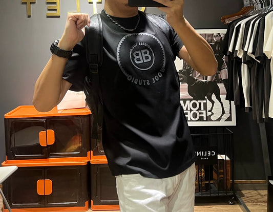 Herr T-shirt Rund Hals Kvalitets Bomull Kort Ärma-1