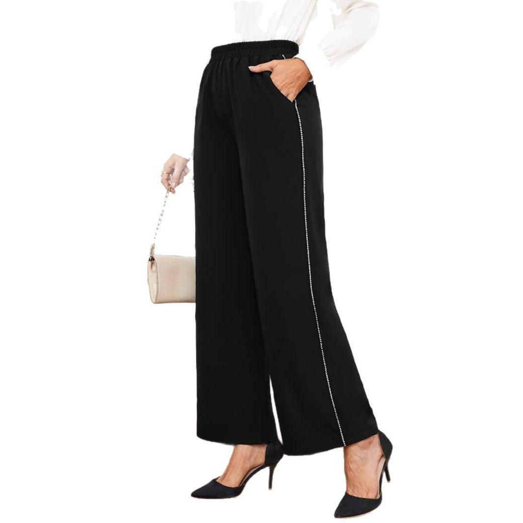 Kvinnors Culottes med Elastisk Midja och Dekorativ Sidosöm – Lätt Andningsbart Tyg, Bred Silhuett för Komfort 5