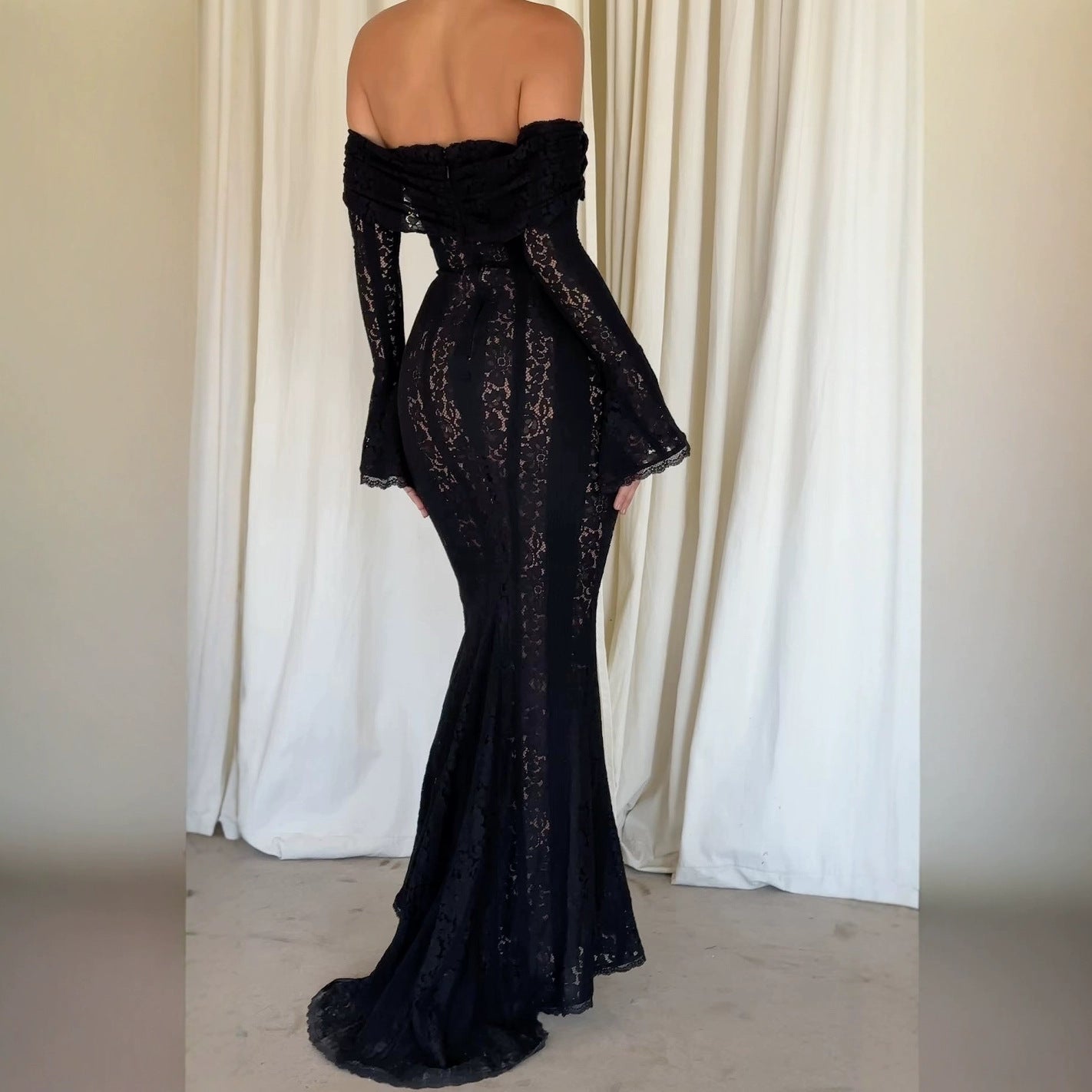 Dam Klänning Bodycon Utställd Spaghetti Band Polyester Elastan-4