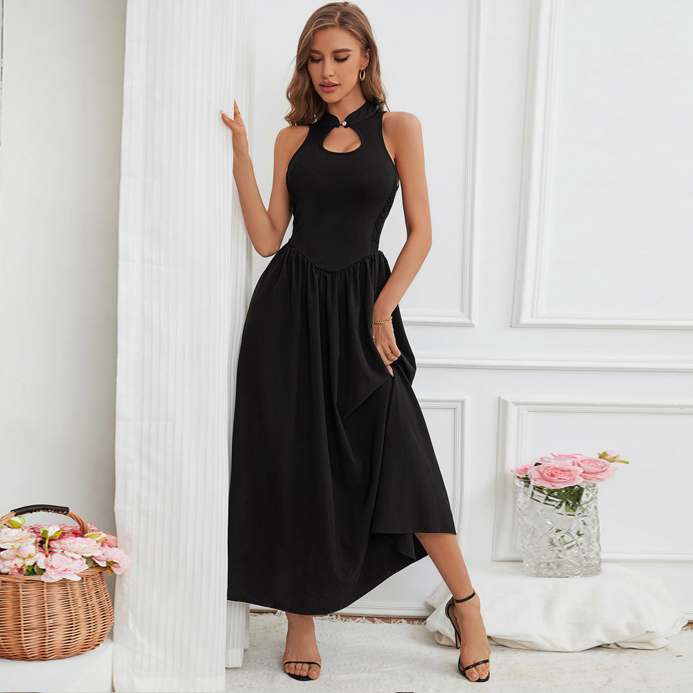 Dam A-linjeklänning Utan Ärmar Polyester för Sommar och Fest-5
