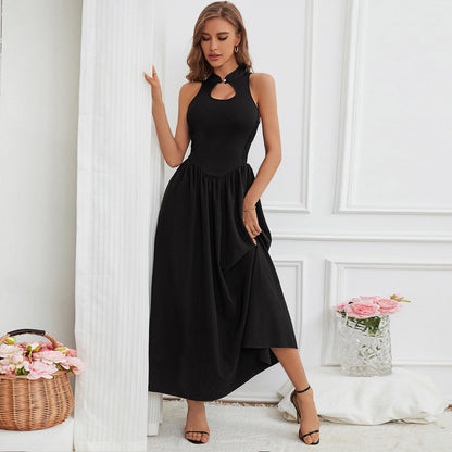 Dam A-linjeklänning Utan Ärmar Polyester för Sommar och Fest-5