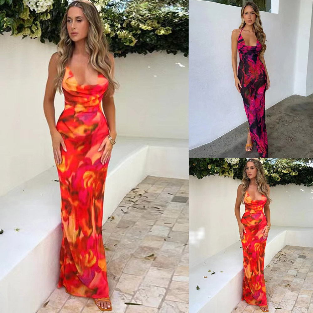 Dam Klänning Bodycon Halterneck Polyester Lång-2