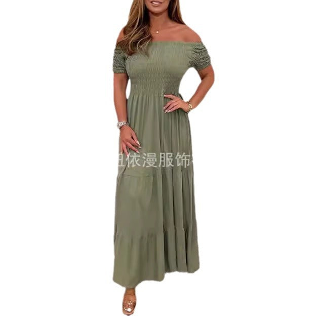 Kvinnors Kortärmad Klänning Elegant Polyester-5