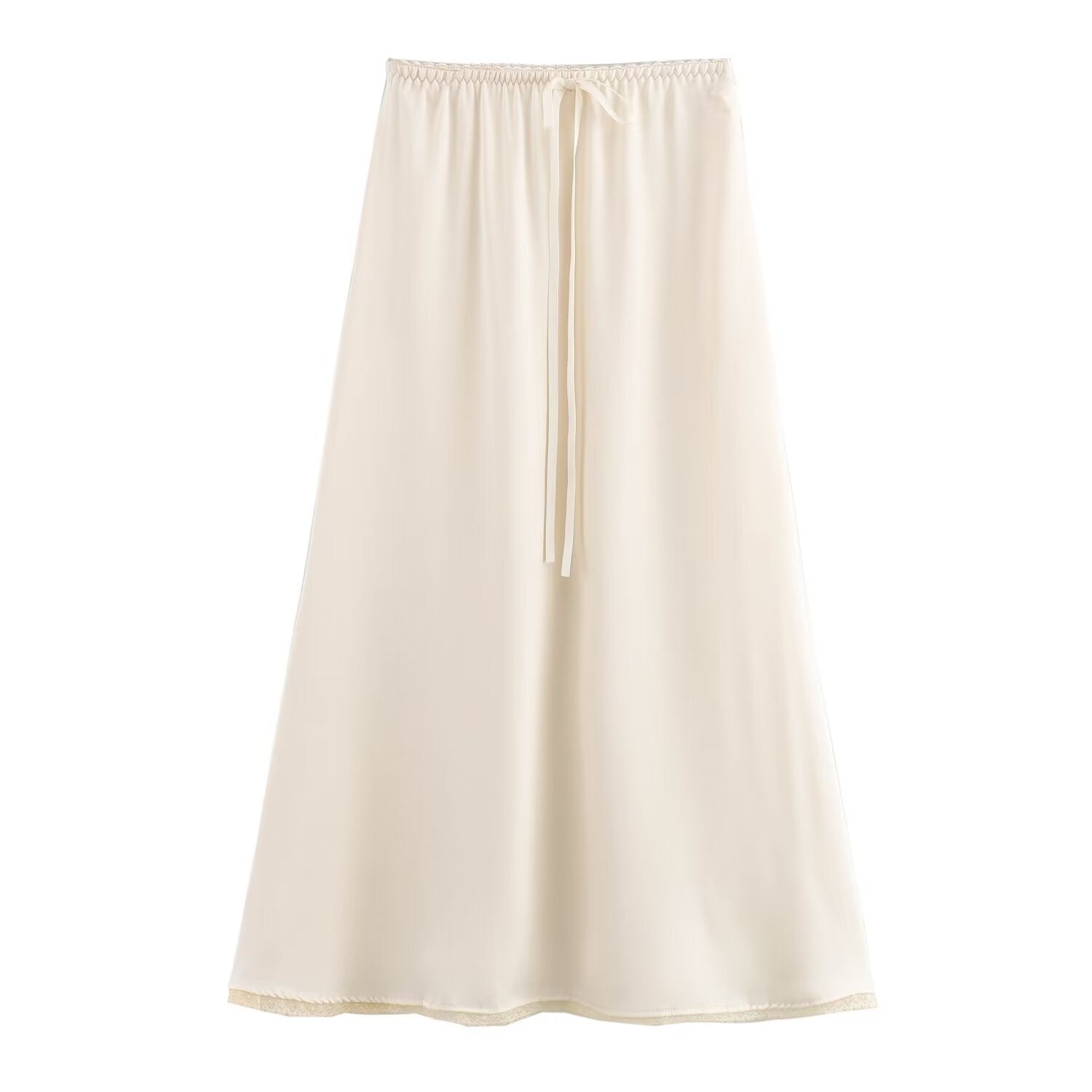 Dam Midikjol A-Line Satin Elastisk Street Fashion-3