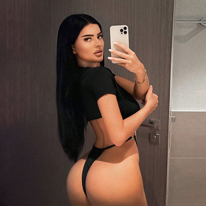 Dam Jumpsuit Slim Fit Hög Midja Elastisk Patchwork Design-3