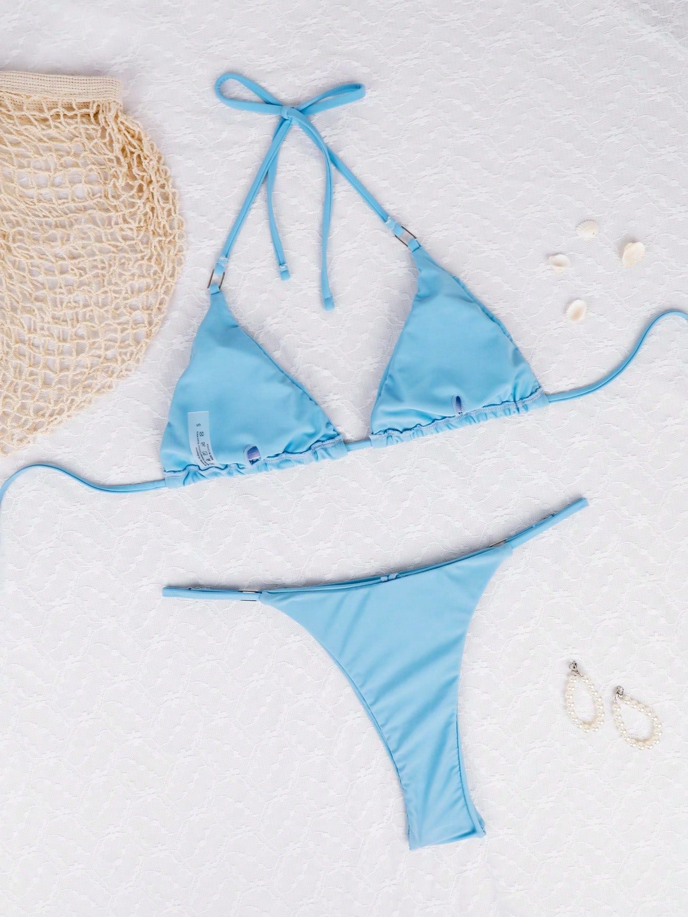 Dam Triangelbikini Justerbara Snören Andningsbart Tyg 7