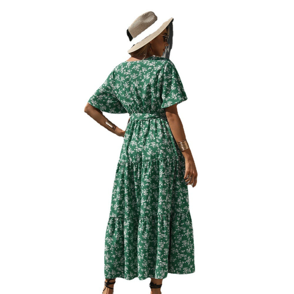 Maxiklänning Dam Bohemisk V-Ringning Polyester A-Linjeform Långa Klänningar-6