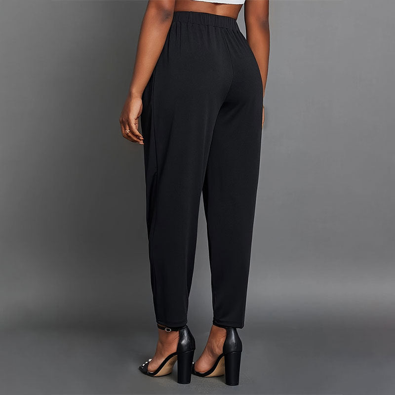 Kvinnor Harembyxor Lös Passform Veckad Design Mjuk Tygblandning 5