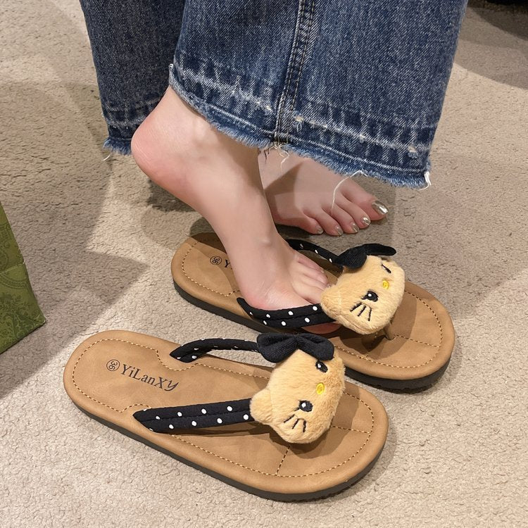 Dam Sandaler Tå Separator med Vadderad Fotbädd och Djurmotiv-3