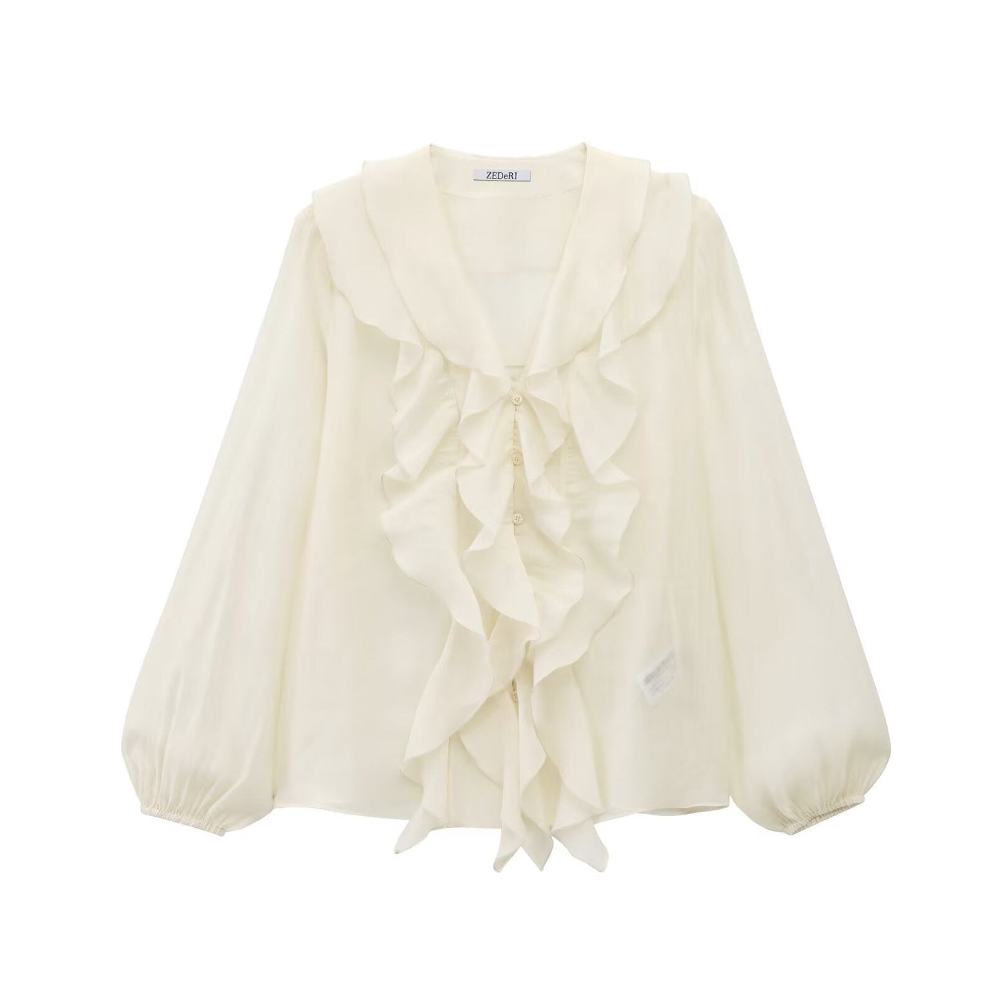 Variant image for Fina Dam Klänningar med Ruffles Polyester Korta Ärmar-1