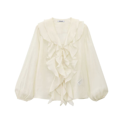 Variant image for Fina Dam Klänningar med Ruffles Polyester Korta Ärmar-1