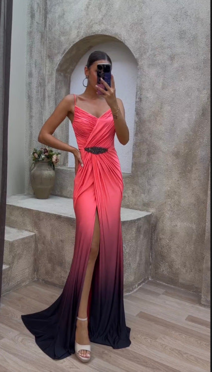 Variant image for Damklänning A-Line Djup V-hals Polyester Lång Kjol-1