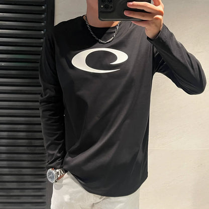 Variant image for Dam Topp Långärmad Cirkulär Halsringning Silke-Bomullsblandning Geometriskt Mönster-1