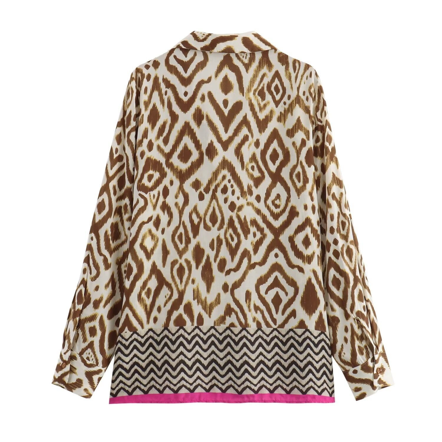 Kvinnors Midi Kjol och Skjorta Färgblock Polyester-3