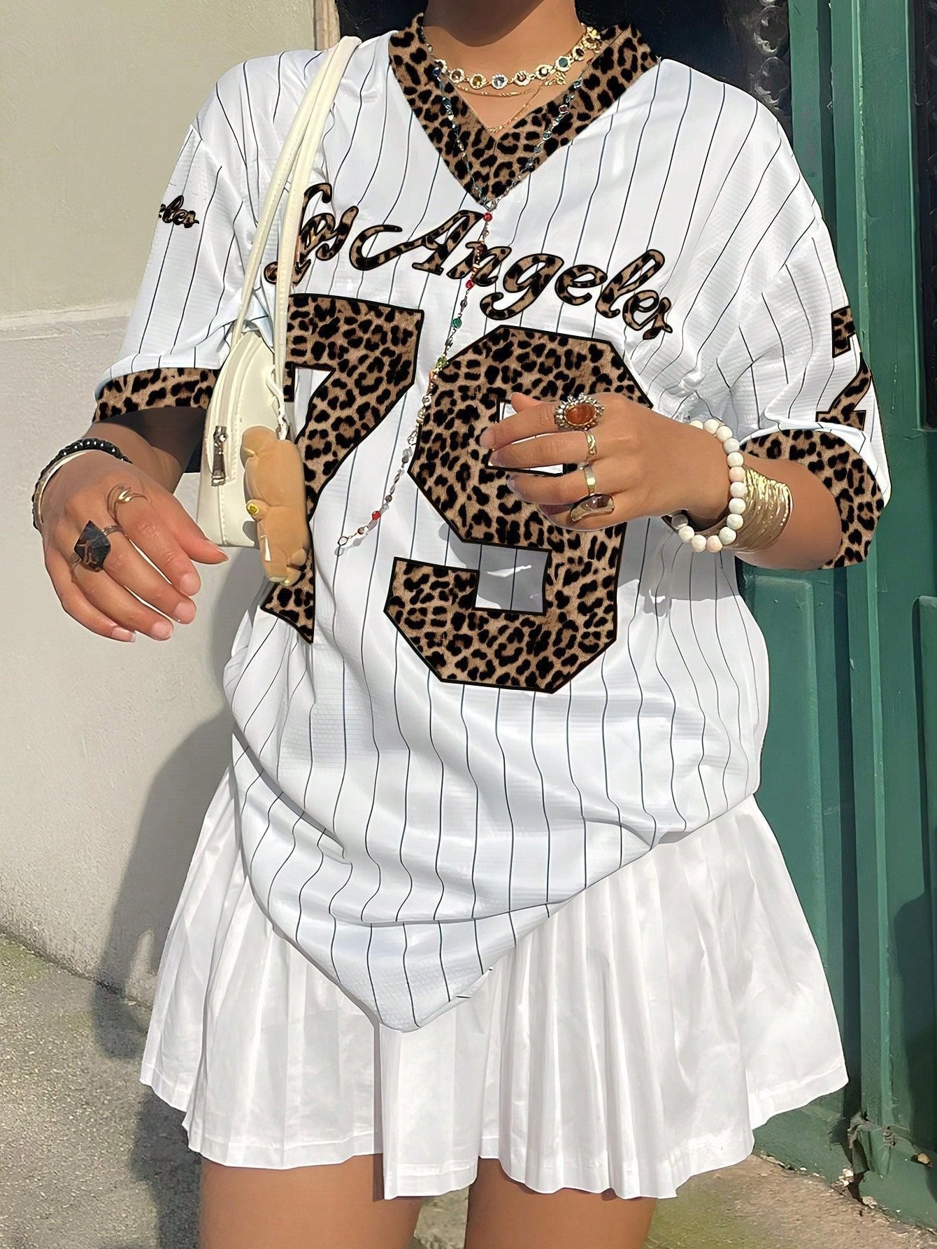 Variant image for Dam T-shirt V-ringad Trendig Polyester Streetwear-10