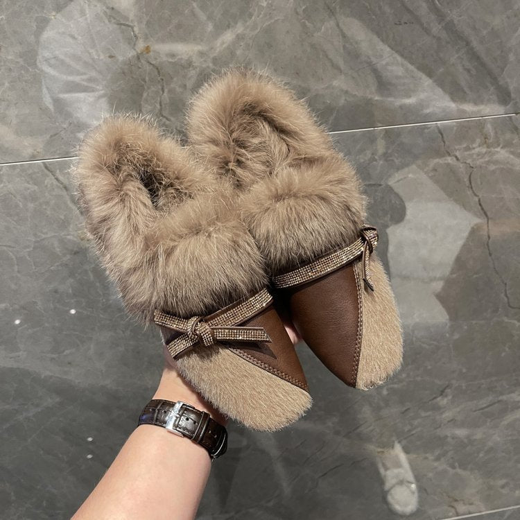 Dam Tofflor Slingelement Lyxig Päls Mjuk Innersula 7