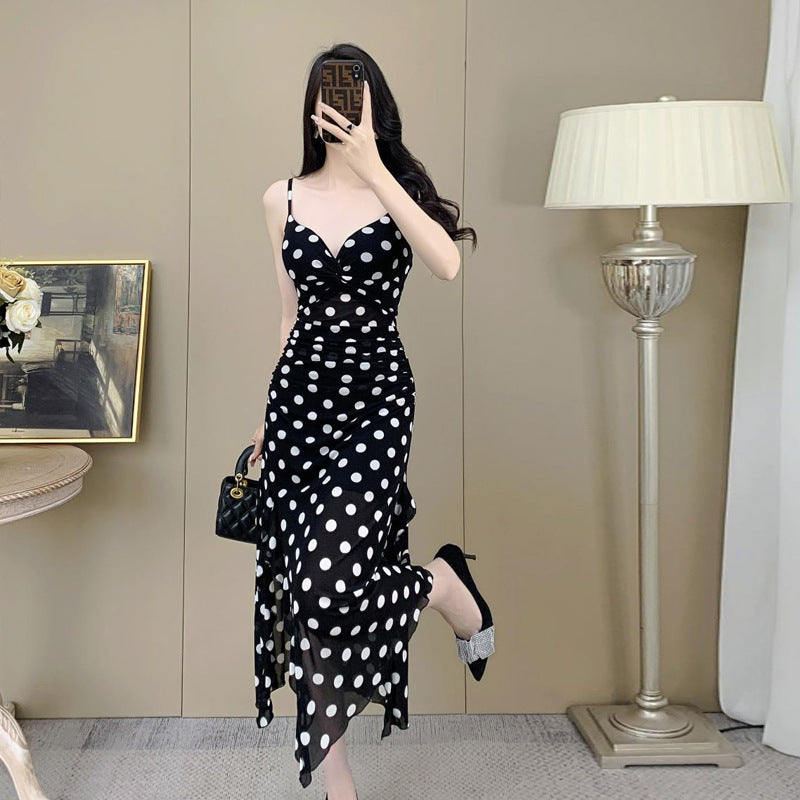 Maxiklänning Dam Spaghetti Band Djup V-Hals Polyester Lång Klänning-3