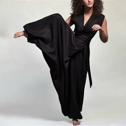 Dam Jumpsuit Baggy Monokrom Polyester-3